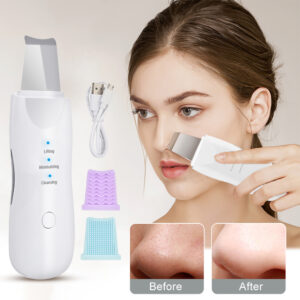 Ultrasonic Skin Scrubber Deep Face Cleaning Machine Peeling Shovel Facial Pore Cleaner Face Skin Scrubber Lift Beauty Instrument Ultrasonic Facial Scrubber Pore Blackhead Remover Spatula Deep Skin Spa - Image 2