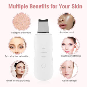 Ultrasonic Skin Scrubber Deep Face Cleaning Machine Peeling Shovel Facial Pore Cleaner Face Skin Scrubber Lift Beauty Instrument Ultrasonic Facial Scrubber Pore Blackhead Remover Spatula Deep Skin Spa - Image 7