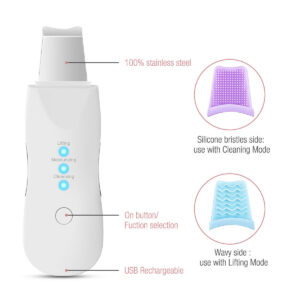 Ultrasonic Skin Scrubber Deep Face Cleaning Machine Peeling Shovel Facial Pore Cleaner Face Skin Scrubber Lift Beauty Instrument Ultrasonic Facial Scrubber Pore Blackhead Remover Spatula Deep Skin Spa - Image 9