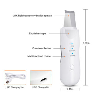 Ultrasonic Skin Scrubber Deep Face Cleaning Machine Peeling Shovel Facial Pore Cleaner Face Skin Scrubber Lift Beauty Instrument Ultrasonic Facial Scrubber Pore Blackhead Remover Spatula Deep Skin Spa - Image 10