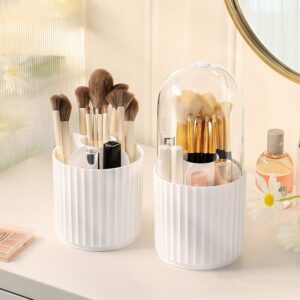 Desktop Dustproof Multifunctional Rotating Cosmetic Brush Storage Bucket - Image 6