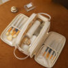 Three-layer Double Zipper U-shaped Design Cosmetic Bag Fashion High Capacity Make Up Bags Portable Pu Leather Storage Bag For Skin Care Products - Image 5