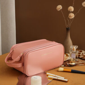 Three-layer Double Zipper U-shaped Design Cosmetic Bag Fashion High Capacity Make Up Bags Portable Pu Leather Storage Bag For Skin Care Products - Image 8